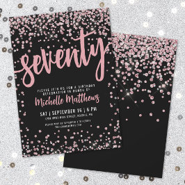 Elegante Rose Gold 70. Geburtstag Einladung