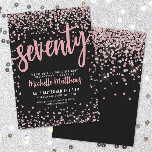 Elegante Rose Gold 70. Geburtstag Einladung