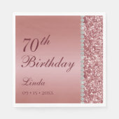 Elegante Rose Gold 70. Geburtstag Serviette (Vorderseite)
