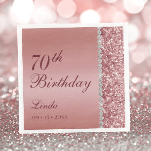 Elegante Rose Gold 70. Geburtstag Serviette