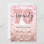 Elegante Rose Gold 70. Geburtstagsparty Einladung (Vorderseite)