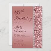 Elegante Rose Gold 80. Geburtstag Einladung (Vorderseite)