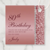 Elegante Rose Gold 80. Geburtstag Geschenkanhänger (Rückseite)