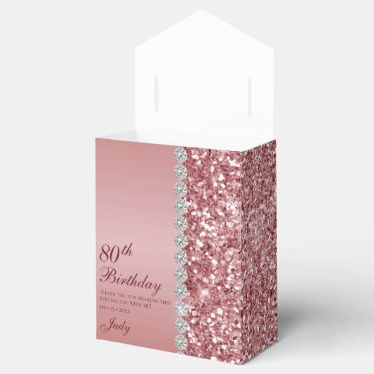 Elegante Rose Gold 80. Geburtstag Geschenkschachtel (Geöffnet)