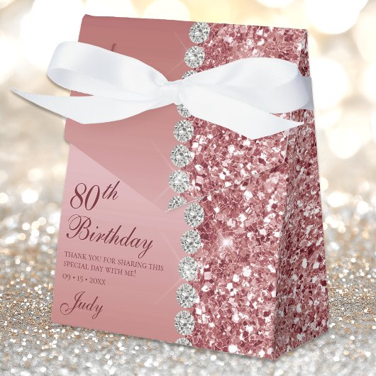 Elegante Rose Gold 80. Geburtstag Geschenkschachtel