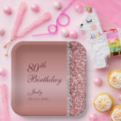 Elegante Rose Gold 80. Geburtstag Pappteller (Party)