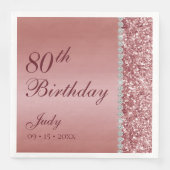Elegante Rose Gold 80. Geburtstag Serviette (Vorderseite)