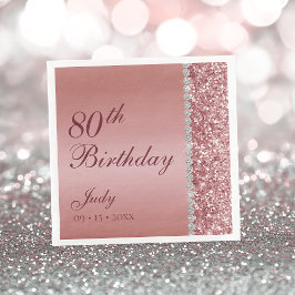 Elegante Rose Gold 80. Geburtstag Serviette