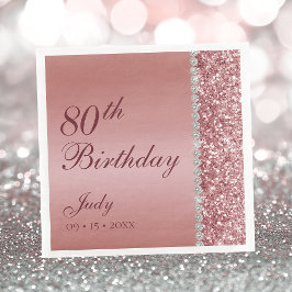 Elegante Rose Gold 80. Geburtstag Serviette