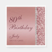 Elegante Rose Gold 80. Geburtstag Serviette (Vorderseite)