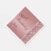 Elegante Rose Gold 80. Geburtstag Serviette (Ecke)