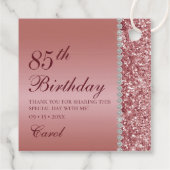 Elegante Rose Gold 85. Geburtstag Vielen Dank Geschenkanhänger (Rückseite)