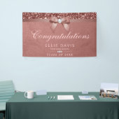 Elegante Rose Gold Abschluss Diamonds Bow Glitzer Banner (Messeveranstaltung)
