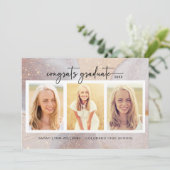 Elegante Rose Gold Abschluss Einladung (Stehend Vorderseite)