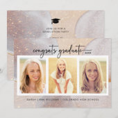 Elegante Rose Gold Abschluss Einladung (Vorne/Hinten)