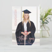 Elegante Rose Gold Abschluss Vielen Dank Foto Dankeskarte (Stehend Vorderseite)