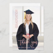 Elegante Rose Gold Abschluss Vielen Dank Foto Dankeskarte (Vorne/Hinten)