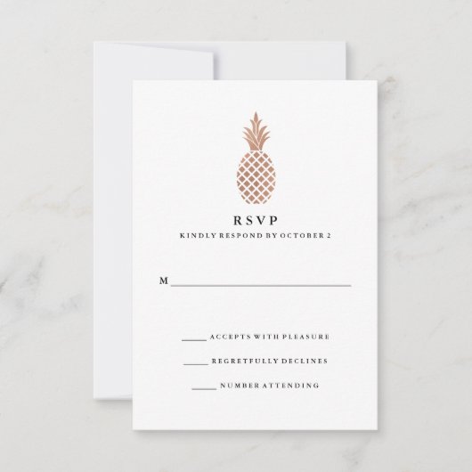 Elegante Rose Gold Ananas Hochzeit RSVP Karte (Vorderseite)