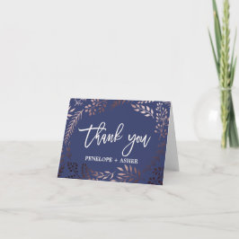 Elegante Rose Gold and Navy Wedding Dankeschön Car Dankeskarte