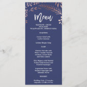 Elegante Rose Gold and Navy Wedding Menu Card Menükarte (Vorderseite)