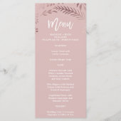 Elegante Rose Gold and Pink Wedding Menu Card Menükarte (Vorderseite)