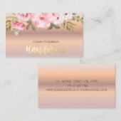 Elegante Rose Gold Aquarellfarben Blume Visitenkarte (Vorne/Hinten)