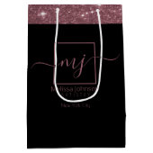 Elegante Rose Gold auf Black Medium Geschenktasche Mittlere Geschenktüte (Rückseite)