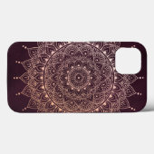 Elegante Rose Gold auf Burgund Flora Henna Mandala Case-Mate iPhone Hülle (Rückseite (Horizontal))