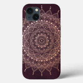 Elegante Rose Gold auf Burgund Flora Henna Mandala Case-Mate iPhone Hülle
