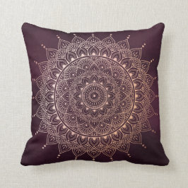 Elegante Rose Gold auf Burgund Flora Henna Mandala Kissen