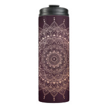 Elegante Rose Gold auf Burgund Flora Henna Mandala
