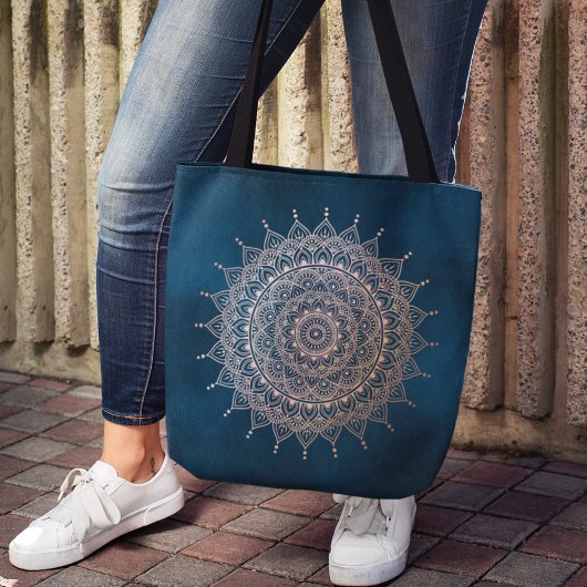 Elegante Rose Gold auf dem Aquamarinen Flora Henna Tasche