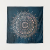 Elegante Rose Gold auf dem Aquamarinen Flora Henna Wandteppich (Vorderseite (Horizontal))