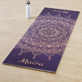 Elegante Rose Gold auf dem Lila Flora Henna Mandal Yogamatte