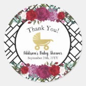 Elegante Rose Gold Baby Carriage Vielen Dank Runder Aufkleber (Vorderseite)