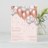 Elegante Rose Gold Ballon Abendessen 91. Geburtsta Einladung (Stehend Vorderseite)