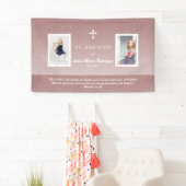 Elegante Rose Gold Bautizo Taufkirche Girl Foto Banner (Insitu)