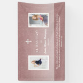 Elegante Rose Gold Bautizo Taufkirche Girl Foto Banner (Vertikal)