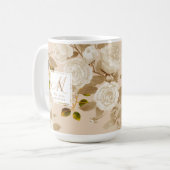 Elegante Rose Gold Beige Monogram Kaffeetasse (Vorderseite Links)
