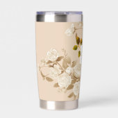 Elegante Rose Gold Beige Monogram Thermobecher (Vorderseite)
