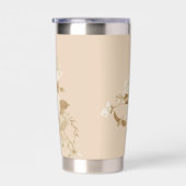 Elegante Rose Gold Beige Monogram Thermobecher (Rechts)