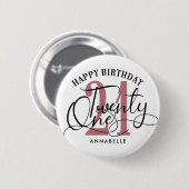 Elegante Rose Gold & Black 21. Geburtstag Button (Vorne & Hinten)