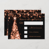 Elegante Rose Gold Black Christmas RSVP (Vorne/Hinten)