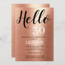 Elegante Rose Gold Black Hello 30 Geburtstag