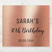 Elegante Rose Gold Black jedes Alter 30. Geburtsta Schaumweinetikett (Einzelnes Label)