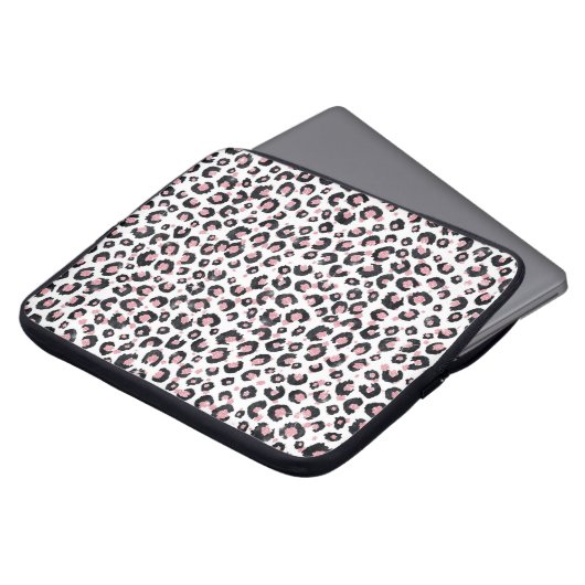 Elegante Rose Gold Black Leopard Animal Print Laptopschutzhülle (Vorne Oben)
