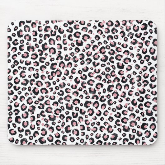 Elegante Rose Gold Black Leopard Animal Print Mousepad (Vorne)