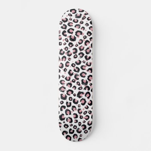 Elegante Rose Gold Black Leopard Animal Print Skateboard (Vorderseite)
