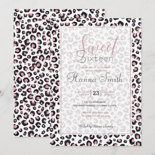 Elegante Rose Gold Black Leopard Muster (Vorne/Hinten)