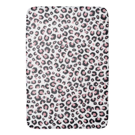 Elegante Rose Gold Black Leopard Muster Badematte (Vorderseite Vertikal)